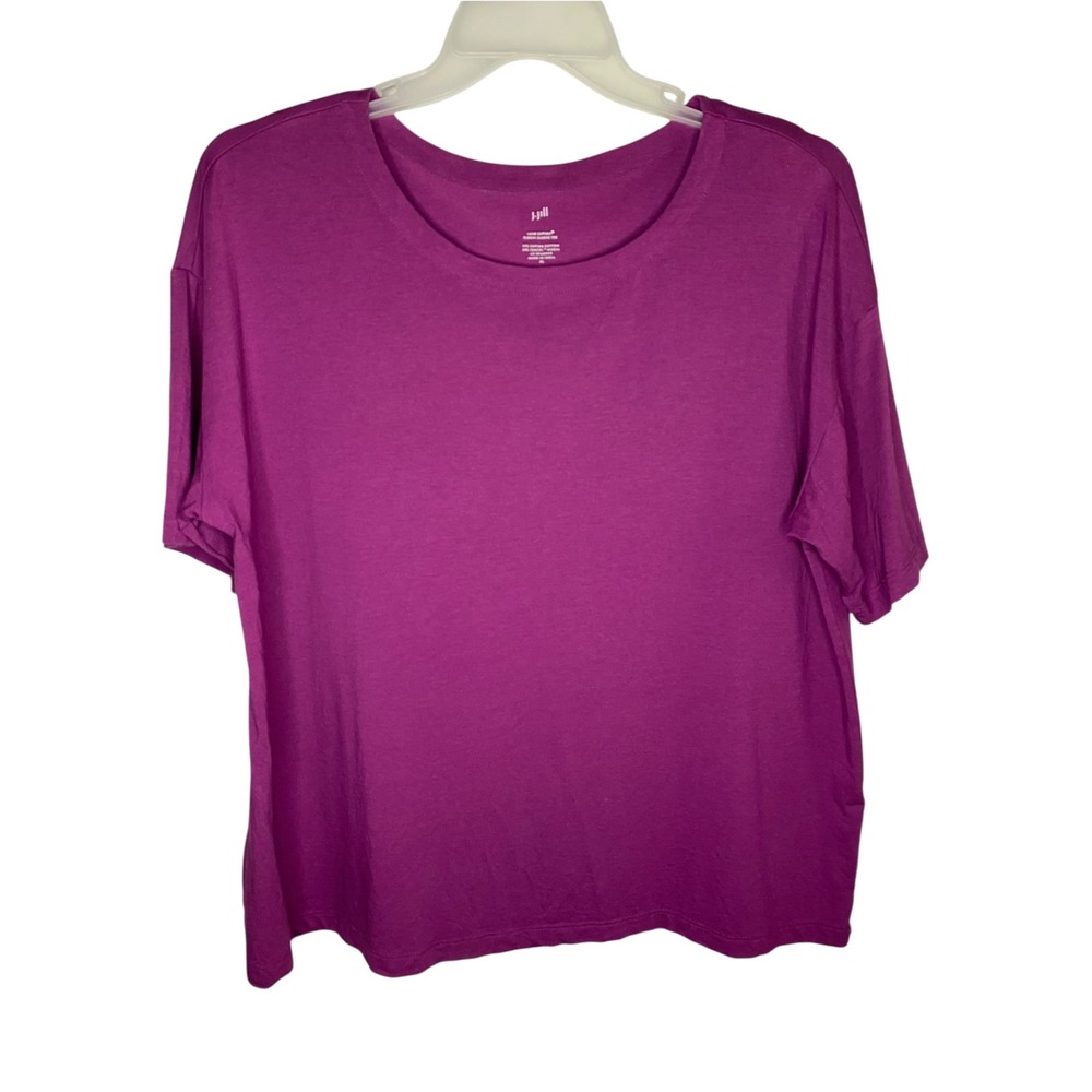J. Jill Luxe Supima Elbow-Sleeve Tee XL Magenta Fuchsia Purple Cotton Modal Top